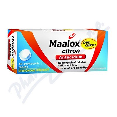 Maalox bez cukru Citron perorální tablety žvýkací 40