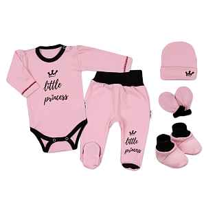 Baby Nellys 5-ti dílná soupravička do porodnice Little Princess - růžová