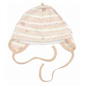 Baby Nellys Čepička pro miminko na zavazování, bavlna, Baby Stars, pastel beige, vel. 62/68 vel.  62/68