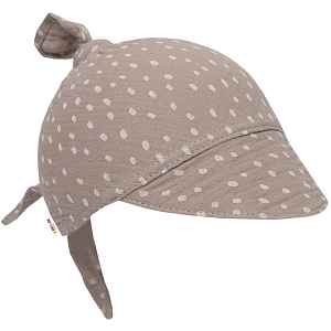 Baby Nellys Mušelínový šátek s kšiltem DOTS, béžový