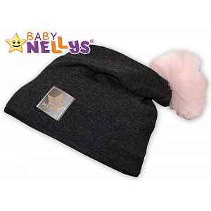Baby Nellys Bavlněná čepička Tutu květinka ® - grafit, 48-52, 2-8let