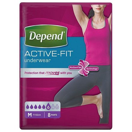 Natahovací kalhotky Depend Active-Fit pro ženy M 8ks