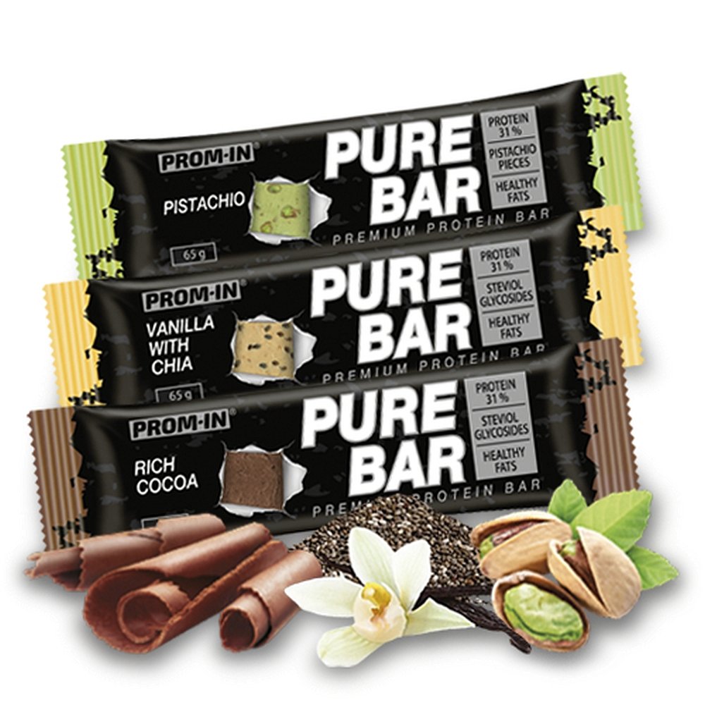 PROM-IN Essential Pure bar proteinová tyčinka vanilka s arašídy 65 g