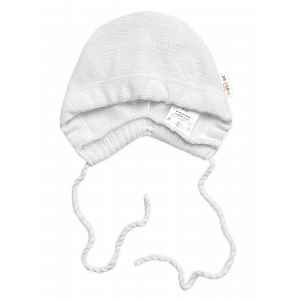 Baby Nellys Pletená čepička bonetka Boy, bílá, 68/74