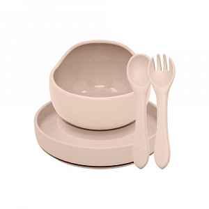 Petite&Mars Set jídelní silikonový TAKE&MATCH 3 ks Desert Sand 6m+