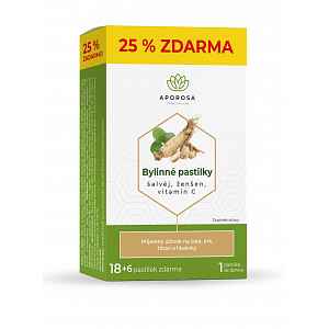 Aporosa Bylinné pastilky šalvěj, ženšen, vitamin C 18+6ks