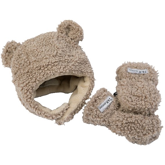 7AM Enfant Komplet čepice a rukavice TEDDY 0-6m