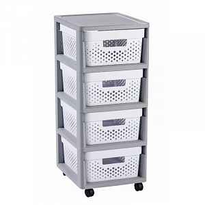 Curver Regál Infinity Dots 4x11L se zásuvkami bílošedý