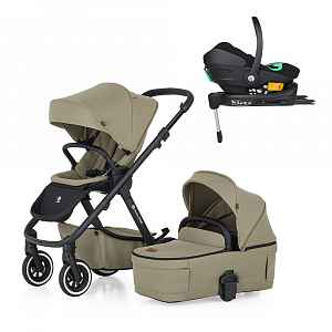 Petite&Mars Kočárek kombinovaný ICON 2v1 Mossy Green LITE AIR + Core Pro i-Size Black + Báze