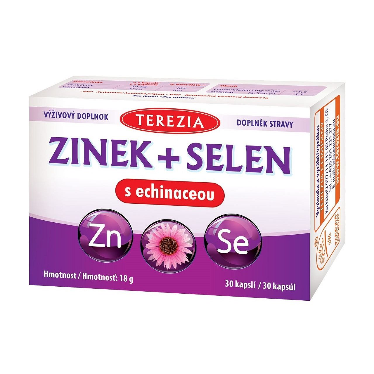 Terezia Zinek + selen s echinaceou 30 kapslí