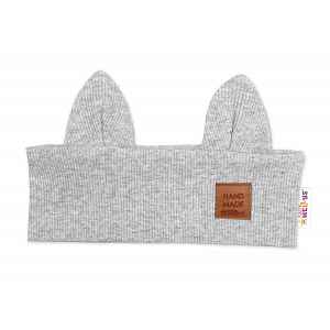Baby Nellys Čelenka Cat s oušky pro děti Hand Made - šedý melír, 1-3 roky