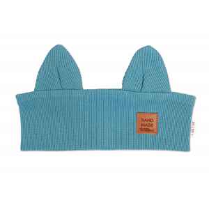 Baby Nellys Čelenka Cat s oušky pro děti Hand Made - mořská, 1- 3 roky
