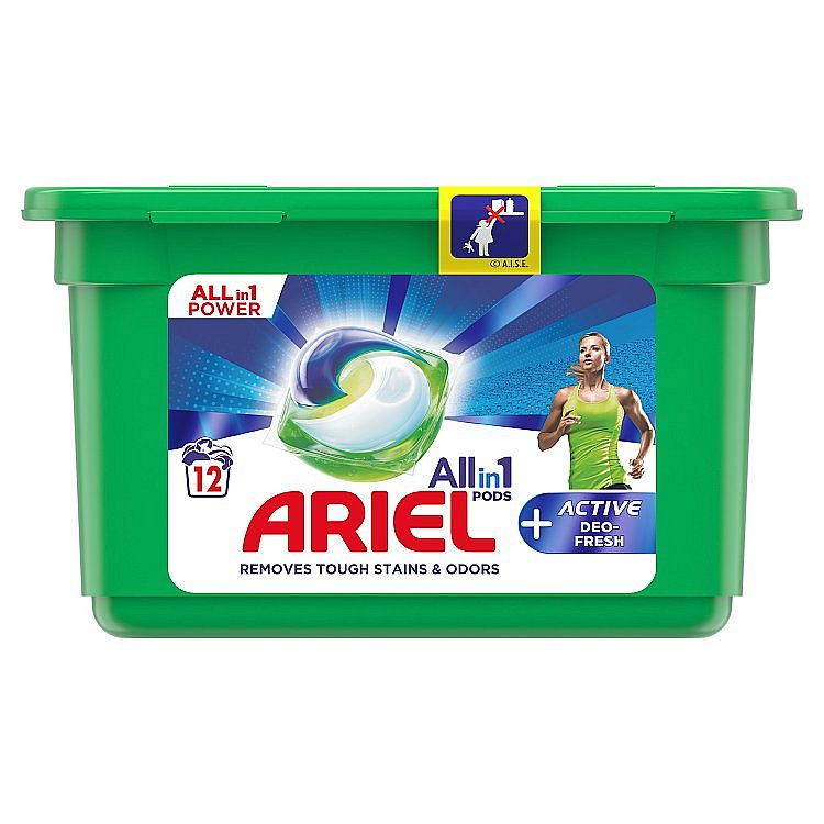 Ariel All-In-1 PODs + Aktivní Technologie Proti Zápachu Kapsle Na Praní 12 praní