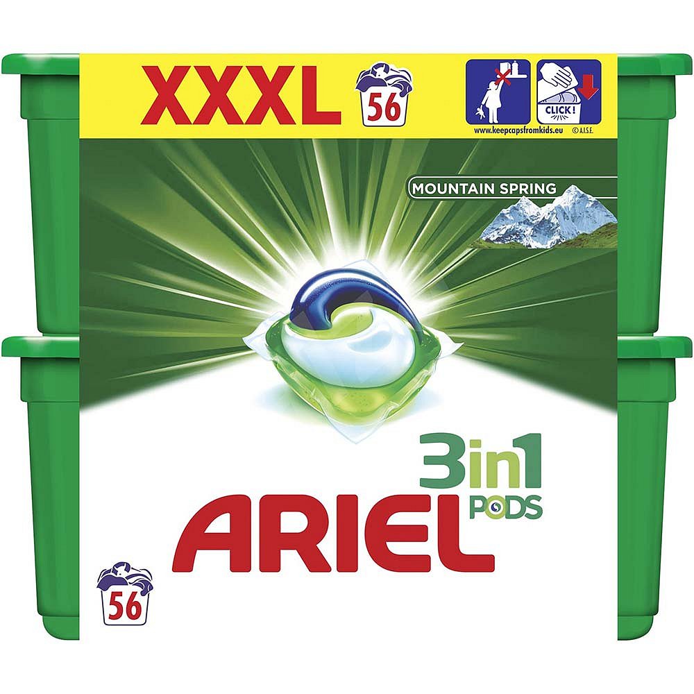 ARIEL Mountain Spring Kapsle na praní 3v1 56 dávek