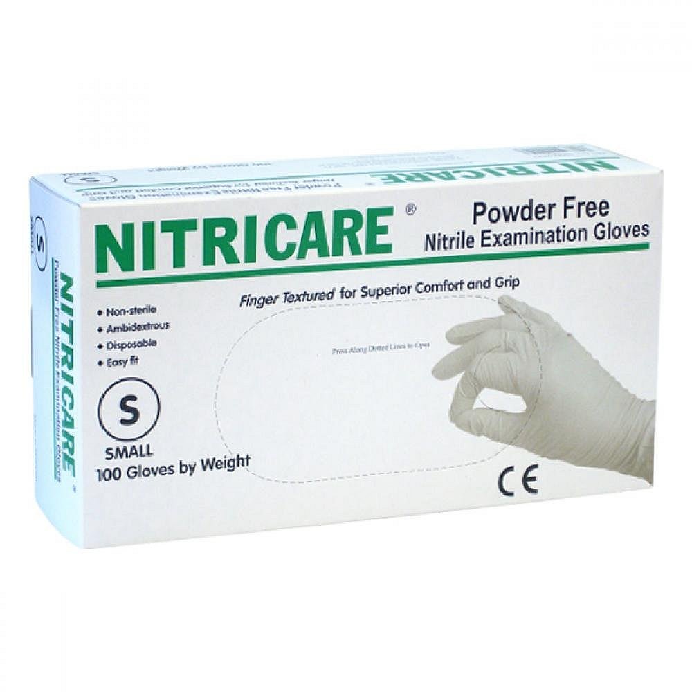 NITRICARE white Rukavice vyšetřovací bez pudru S 100ks