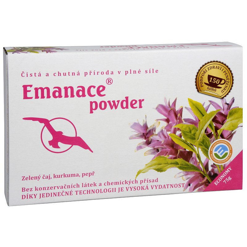 Emanace powder - zelený čaj, kurkuma, pepř 75 g