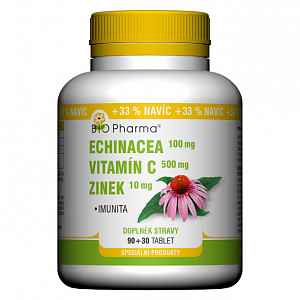 Echinacea 100mg+VitamínC 500mg+Zinek10mg tbl.90+30