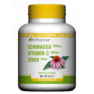 Echinacea 100mg+VitamínC 500mg+Zinek10mg tbl.90+30