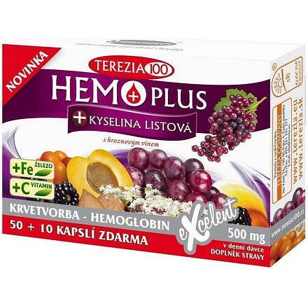 HEMOPLUS+Kys.listová 50+10 kapslí vhodné pro těhotné