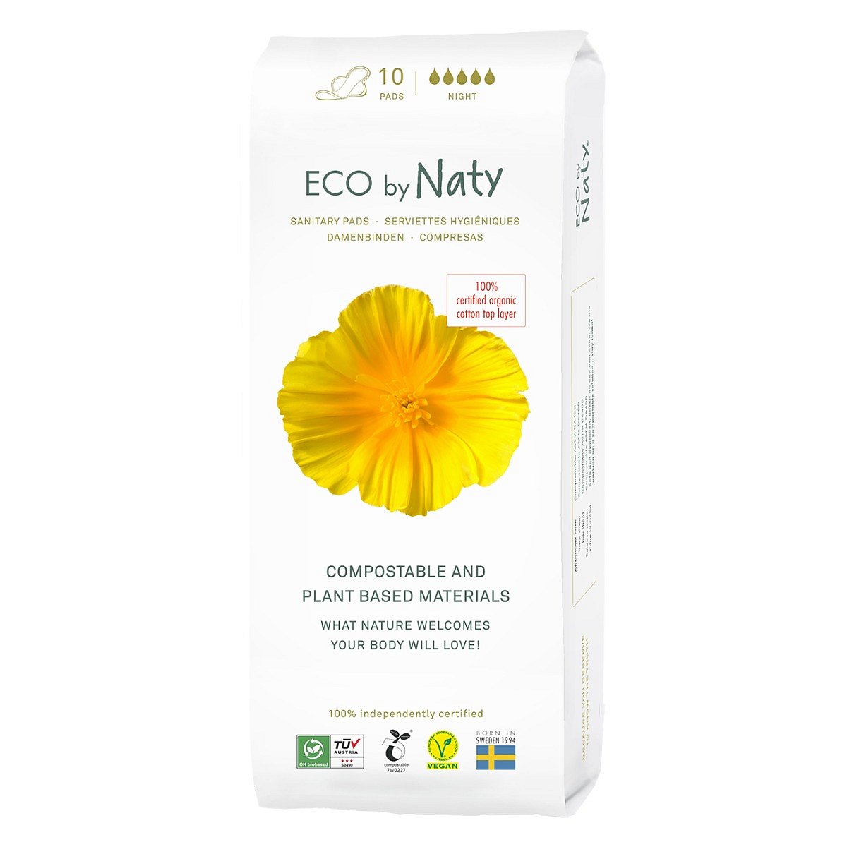 ECO by Naty ECO noční dámské vložky 10 ks