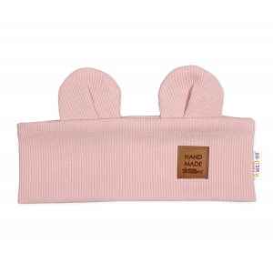 Baby Nellys Čelenka Teddy s oušky pro děti Hand Made - pudrově růžová