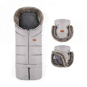 Petite&Mars Set zimní fusak Arctic 4v1 + rukavice na kočárek Furry Champagne Shower