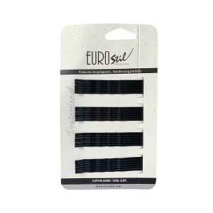 Vlnitá sponka Eurostil Professional - 7 cm, černá - 24 ks (01611/50)