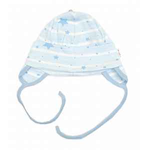 Baby Nellys Čepička pro miminko na zavazování, bavlna, Baby Stars, pastel blue, vel. 62/68 vel.  62/68