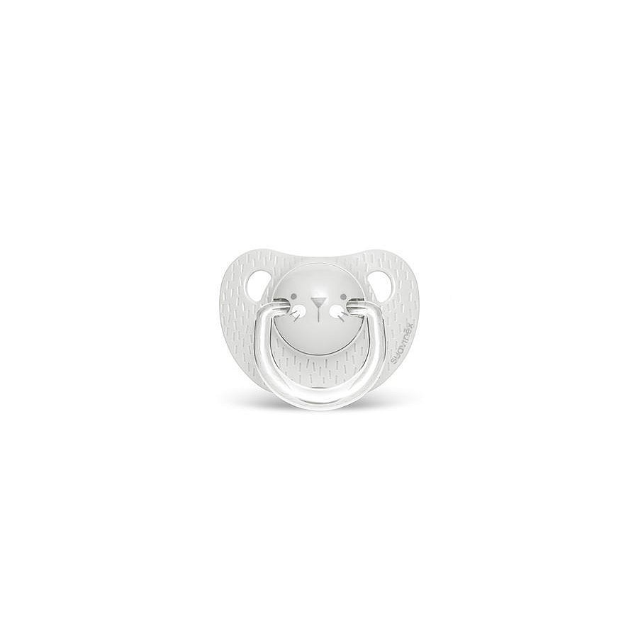 Suavinex Hygge Premium Dudlík anatomický 0/6 m vousky - šedá
