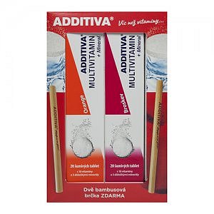 Additiva multivitamin s minerály BROSKEV tbl eff 20 + POMERANČ tbl eff 20 + 2 brčka