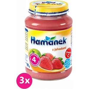 3x HAMÁNEK S jahodami (190 g) - ovocný příkrm