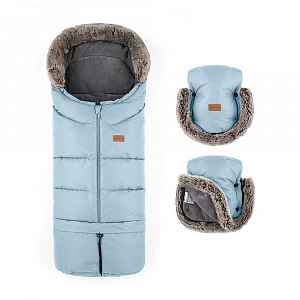 Petite&Mars Set zimní fusak Arctic 4v1 + rukavice na kočárek Furry Sky Whisper