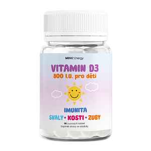 MOVit Energy Vitamin D3 800 I.U. pro děti 90 cucavých tablet