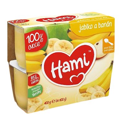 Hami 100% ov. jablko a banán 4x100g 4M