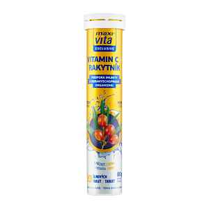 Maxi Vita Šumivé tablety vitamin C + rakytník s příchutí citronu, doplněk stravy 20 ks