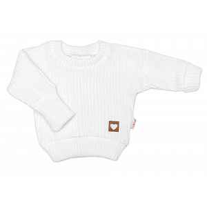 Baby Nellys Rostoucí oversize pletený svetřík pro miminko, bílé