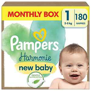 PAMPERS Pleny jednorázové Harmonie Baby vel. 1, 180 ks, 2kg-5kg