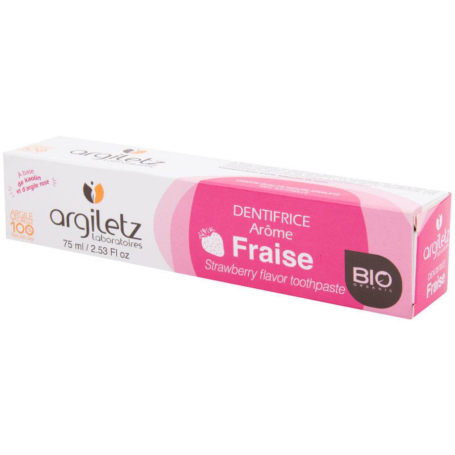 Argiletz Zubní pasta pro děti s bílým a růžovým jílem jahoda BIO 75ml