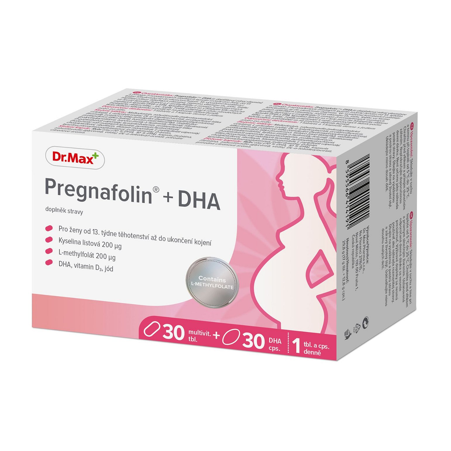 Dr.Max Pregnafolin + DHA 30 tablet + 30 kapslí