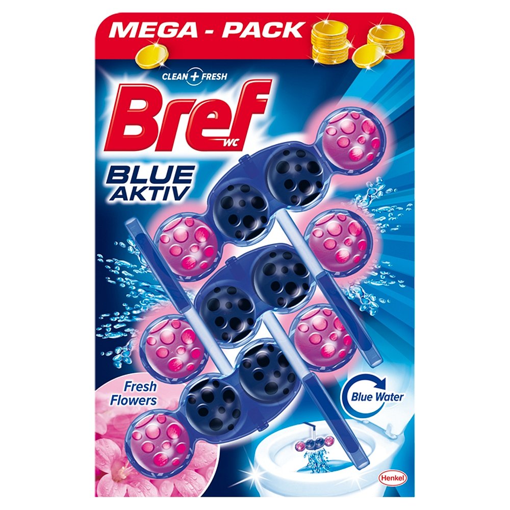 BREF Blue Aktiv Fresh Flowers tuhý WC blok 3x50 g