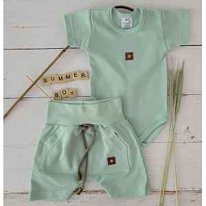 Z&Z Body krátký rukáv + Baggy s klokaní kapsou, 2D sada - AQUA zelená