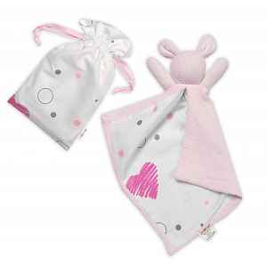 Baby Nellys Mazlík, přítulníček Zajíček, froté + bavlna, I love Girl , růžová