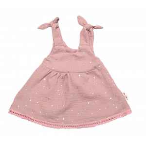 Baby Nellys Letní lehoučké mušelínové šaty Summer Stars - pudrové, vel. 92/98