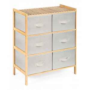 G21 Bambusový regál s 6 košíky, béžový