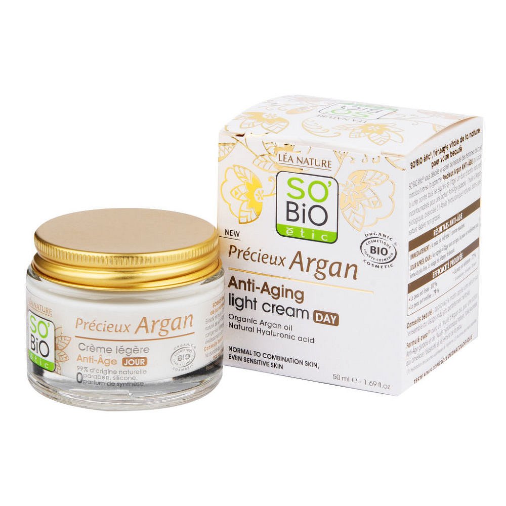 SO´BIO étic Krém denní lehký pro normální až smíšenou pleť Anti-age Precieux Argan BIO 50ml