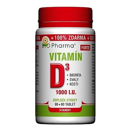 Vitamín D3 Forte 1000 I.U.tbl.90+90 BIO-Pharma