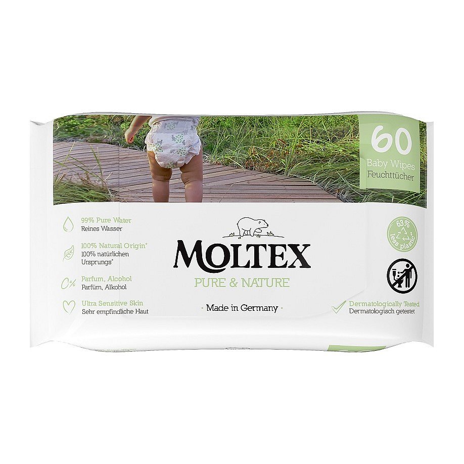 MOLTEX Pure & Nature EKO vlhčené ubrousky na bázi vody (60 ks)