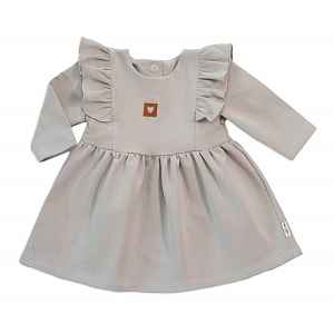Baby Nellys Dětské teplákové šaty, tunika Vintage Love - šedé, vel. 80