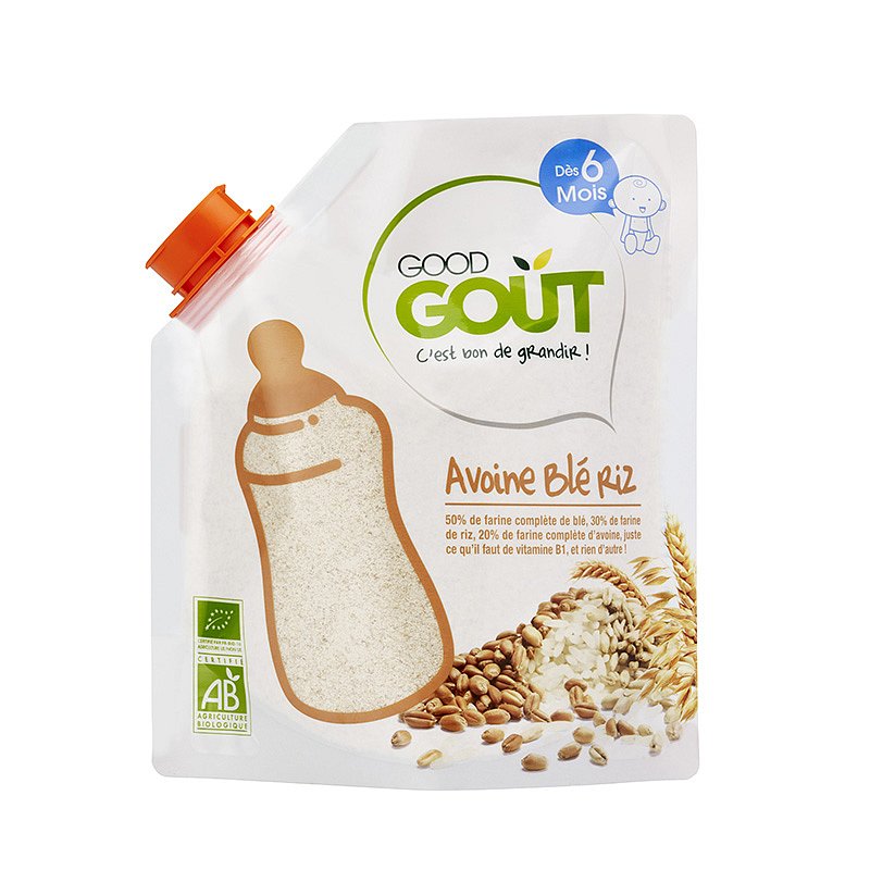 Good Gout BIO Dětská ovesná, pšeničná a rýžová instantní kaše v prášku 200g