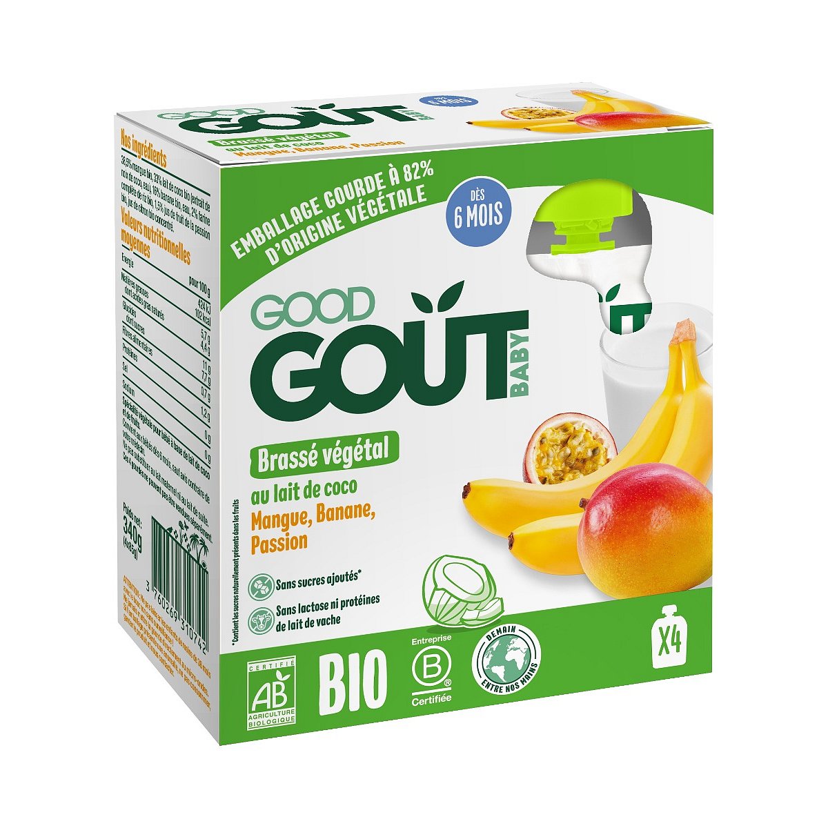 Good Gout BIO Kokosový dezert s exotickým ovocem 6m+ 4x85 g
